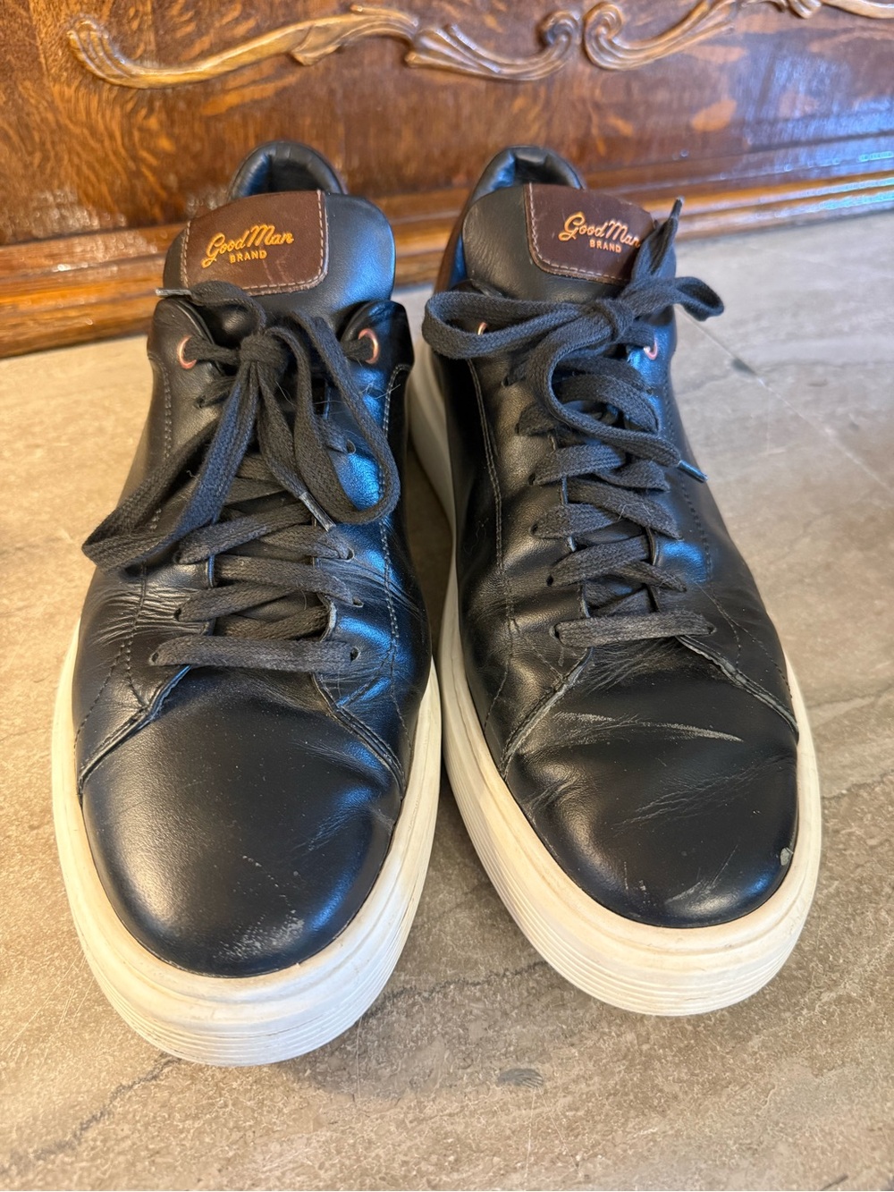 Good Man Brand Black Leather Sneakers with Cream Sole